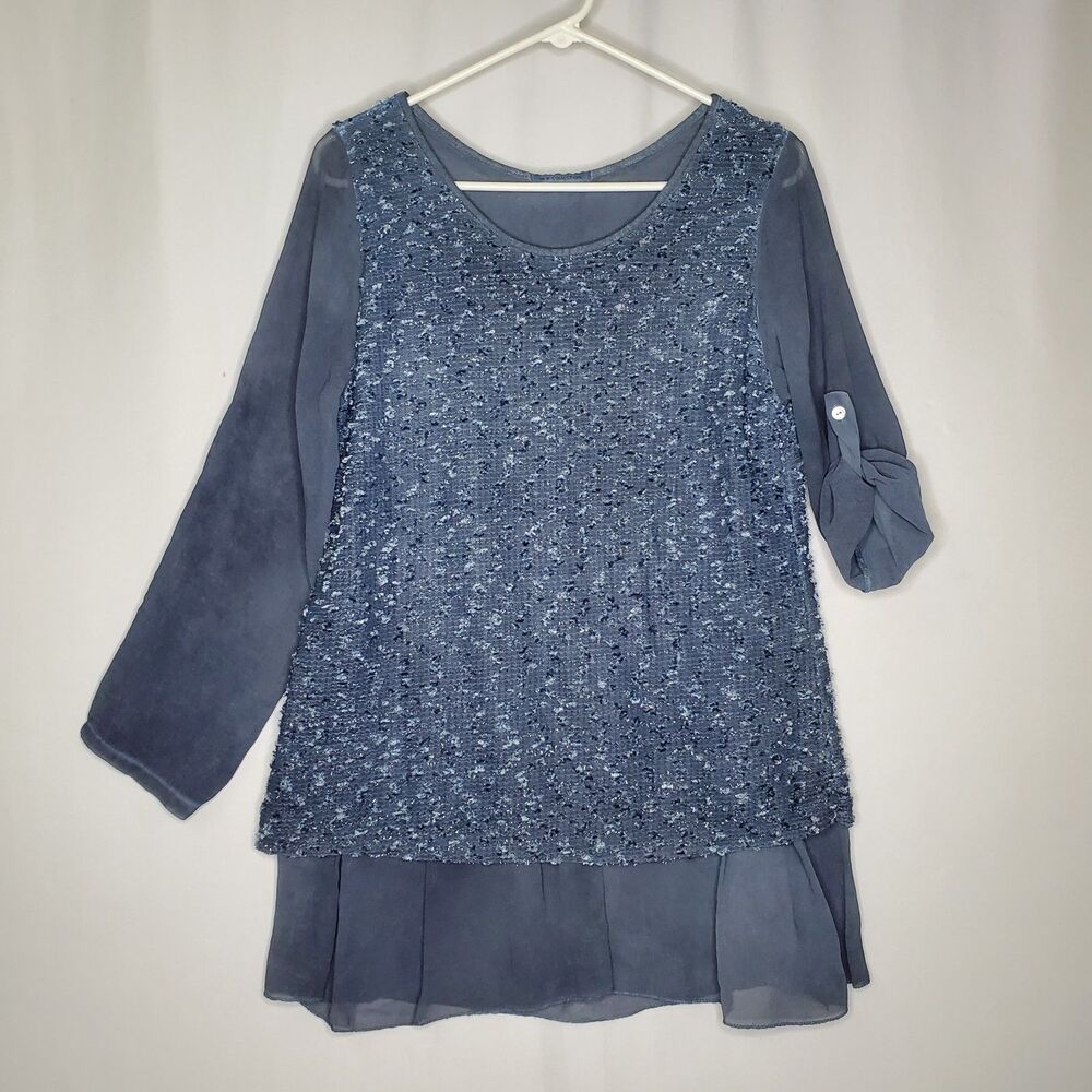 New Collection Italy Top Women Medium‎ Silk Textured Mesh Overlay Ethereal Fairy
